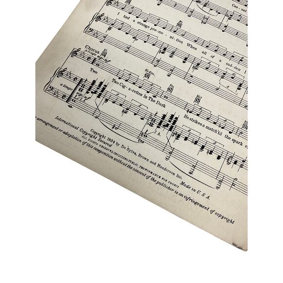 Two Cigarettes In The Dark Sheet Music 1934 Gloria Grafton Kill That Story - Picture 4 of 5
